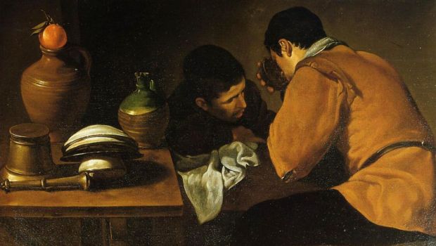 Diego-Velasquez-Deux-jeunes-hommes-mangeant-a-une-table-modeste-Londres-Apsley-House-The-Wellington-Museum