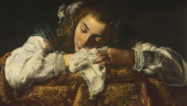 TABLEAU-JEUNE-FILLE-ENDORMIE-ANONYME