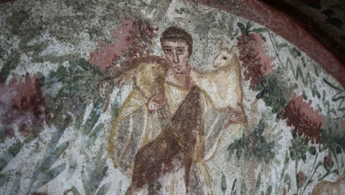 Fresque de Jésus en Bon Pasteur à Iznik (Turquie)