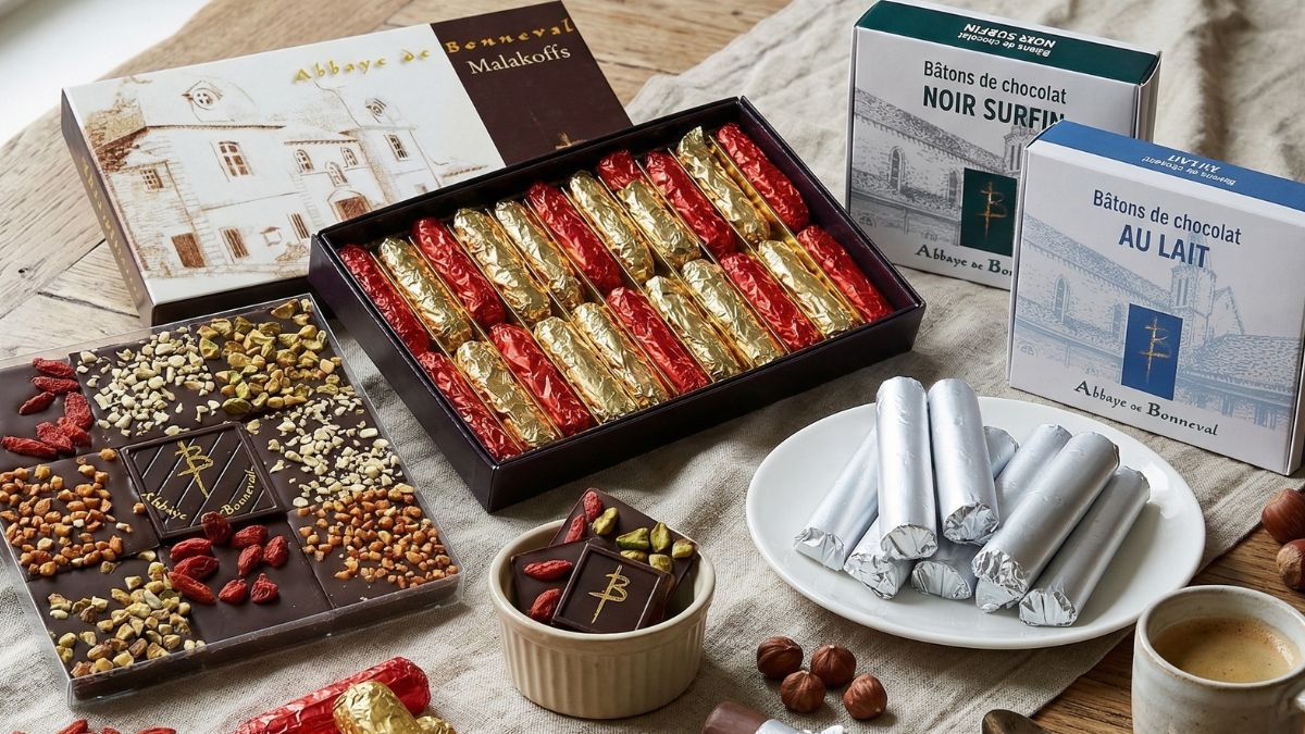 Chocolats produits et proposés à l'Abbaye de Bonneval.