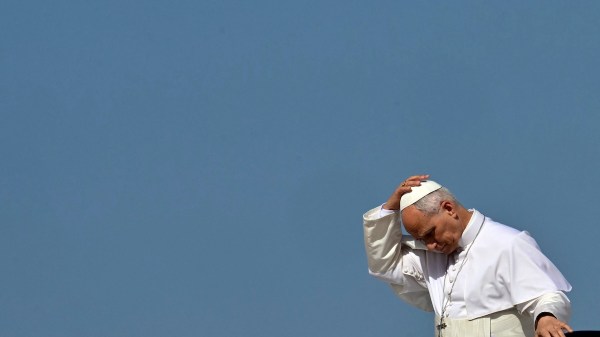 Pope Leo XIV arrives in the Gando Air base in Telde, on the Canary island of Gran Canaria, on June 11, 2026